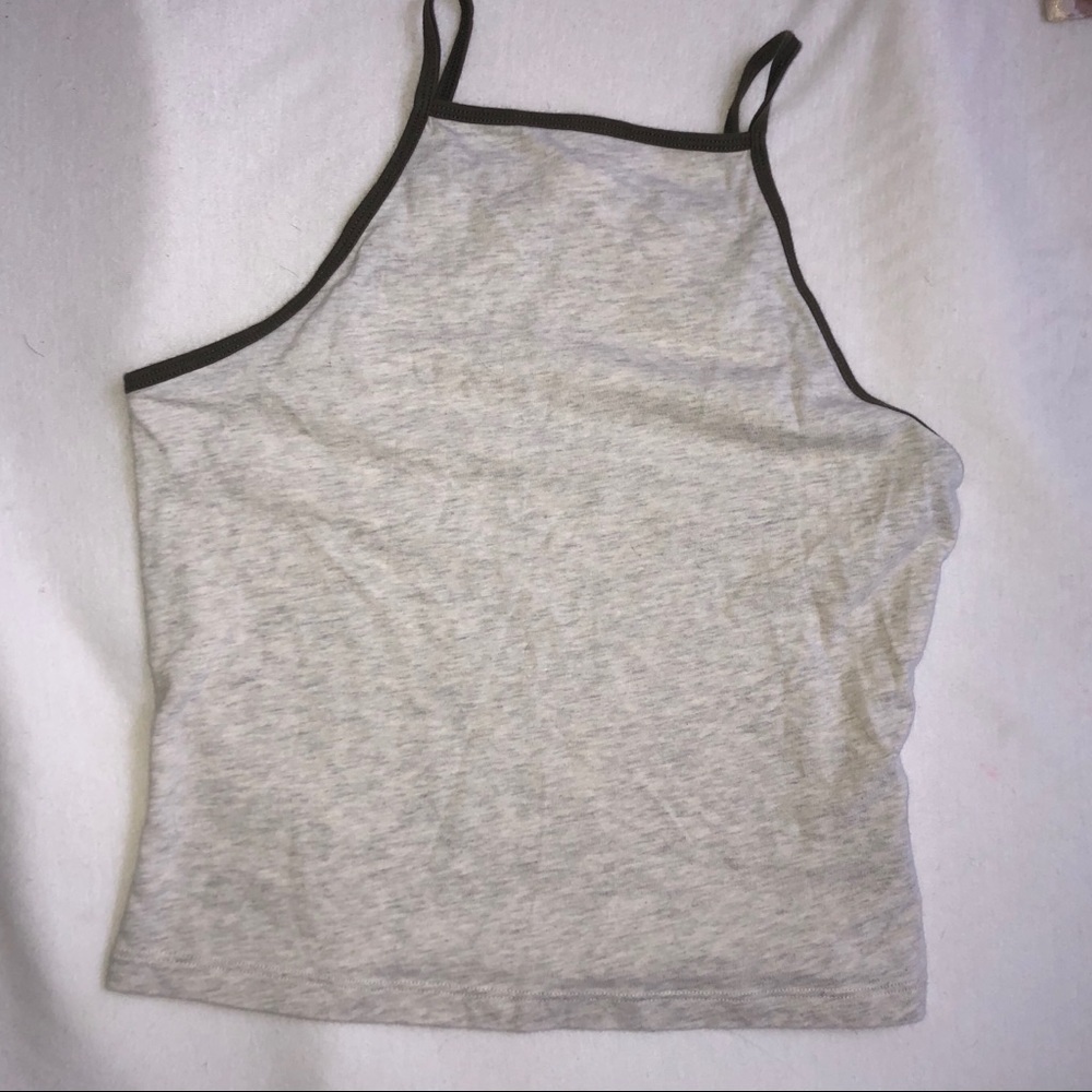 Heather grey/white halter shaped tank top